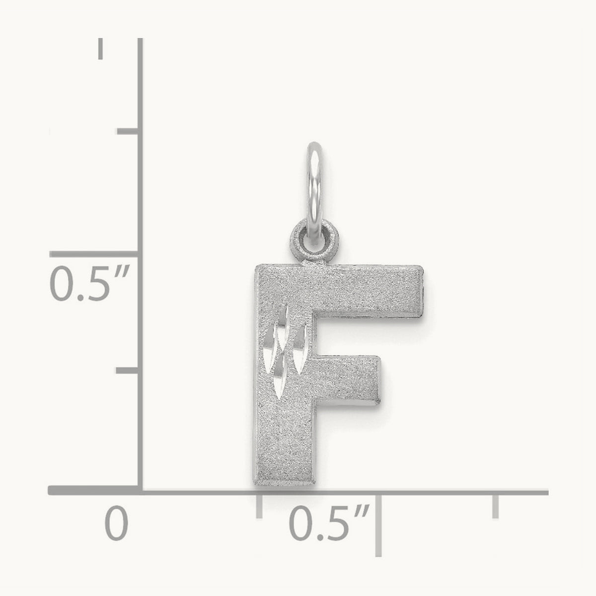 Satin Diamond-cut Initial Charm — 14K White Gold, F
