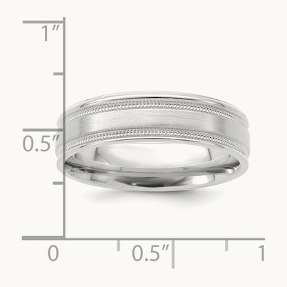 Standard Comfort Fit Brush Satin Fancy Band, 14K White Gold