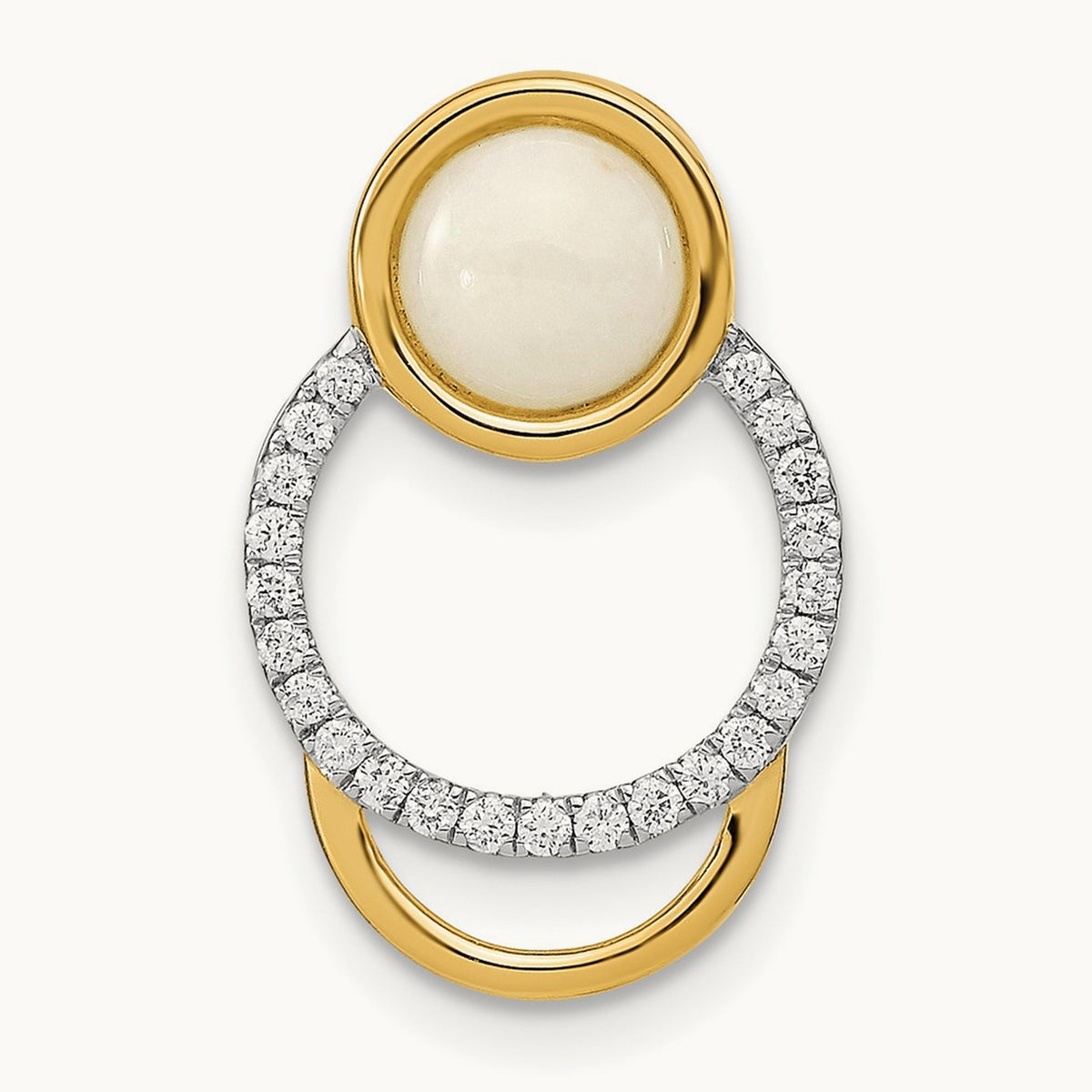 Polished Diamond & Opal Circle Chain Slide, 14K