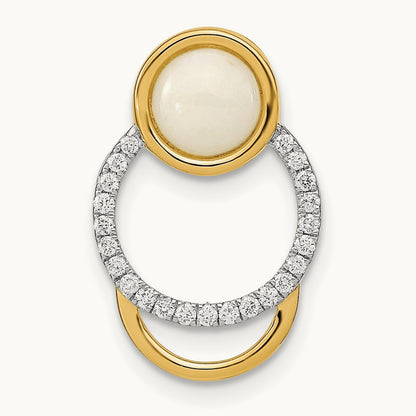 Polished Diamond & Opal Circle Chain Slide, 14K