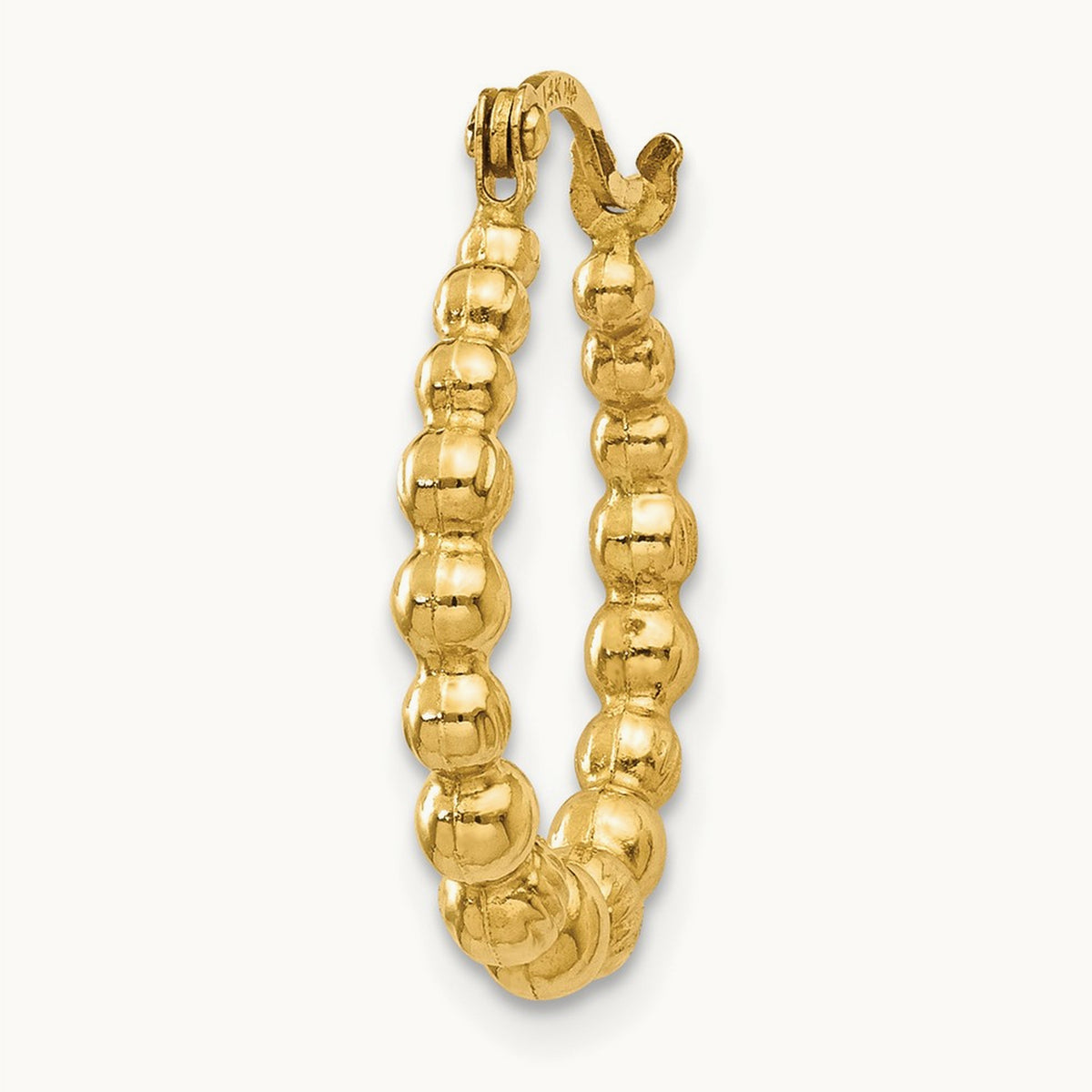 Single Beaded Hoop Earring — 14K Yellow Gold