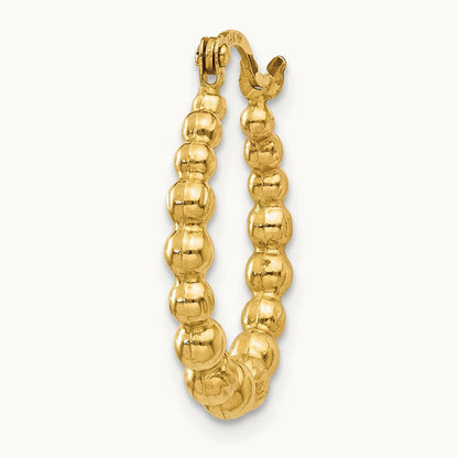 Single Beaded Hoop Earring — 14K Yellow Gold