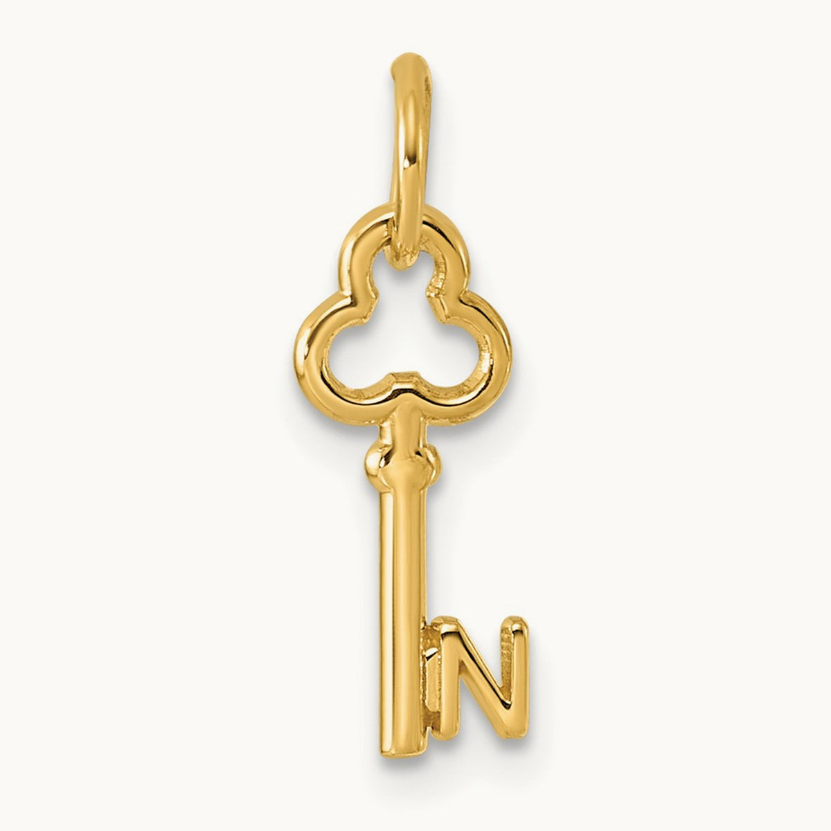 Key Initial Charm — 14K Yellow Gold, N