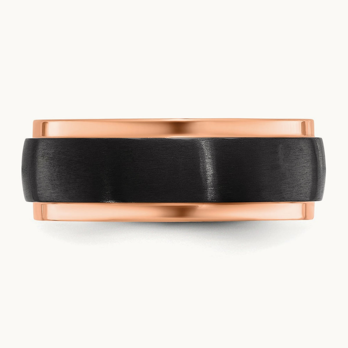 Black Zirconium Brushed and Polished Rose IP-plated Band, 8mm
