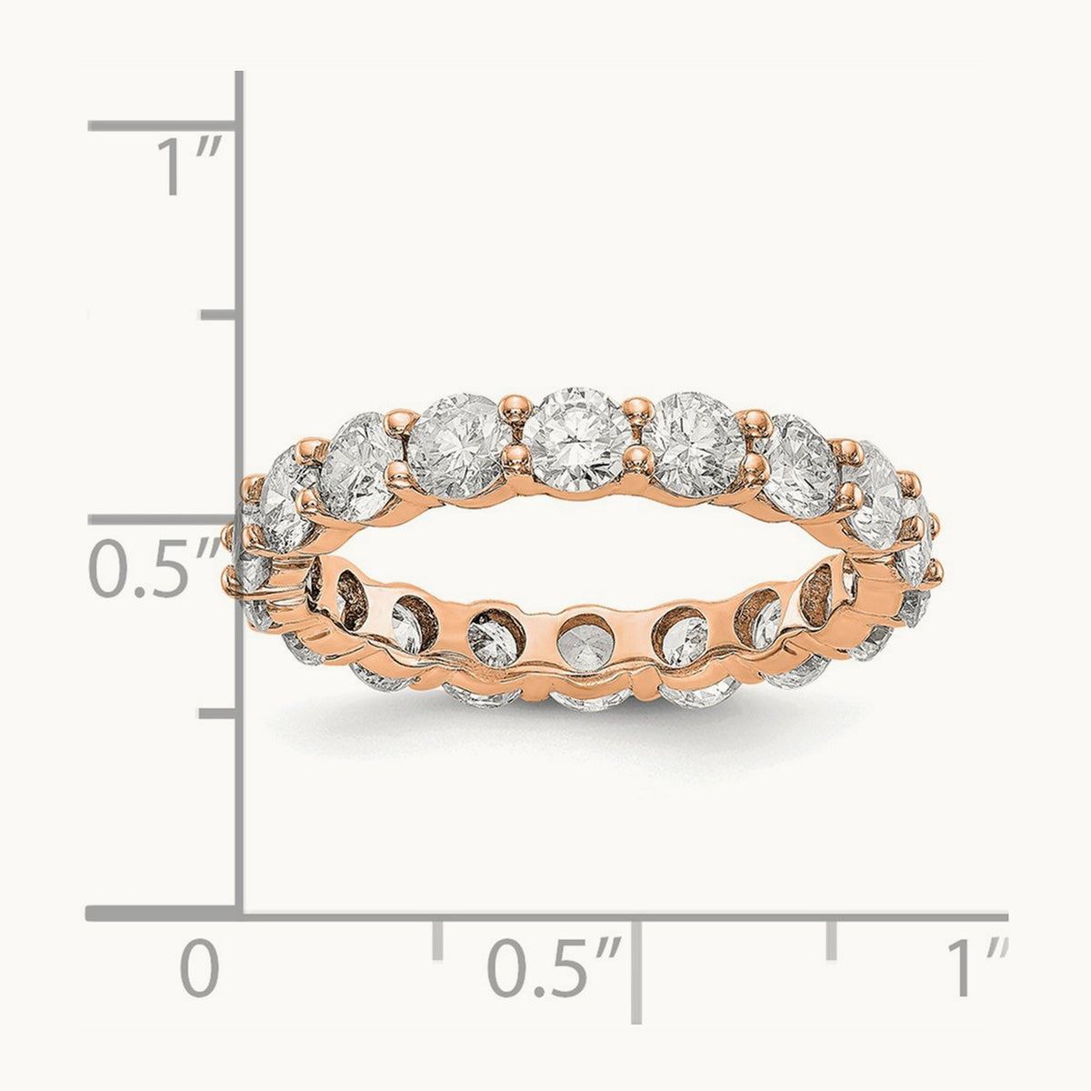 Polished Shared Prong 3ct Diamond Eternity Band, 14K Rose Gold