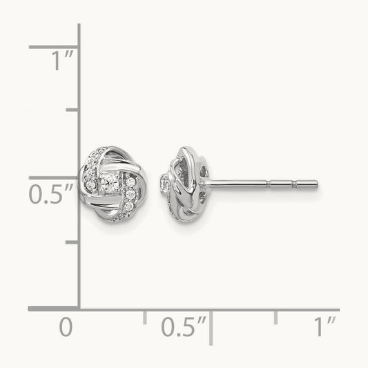 Diamond Knot Post Earrings — 14K White Gold