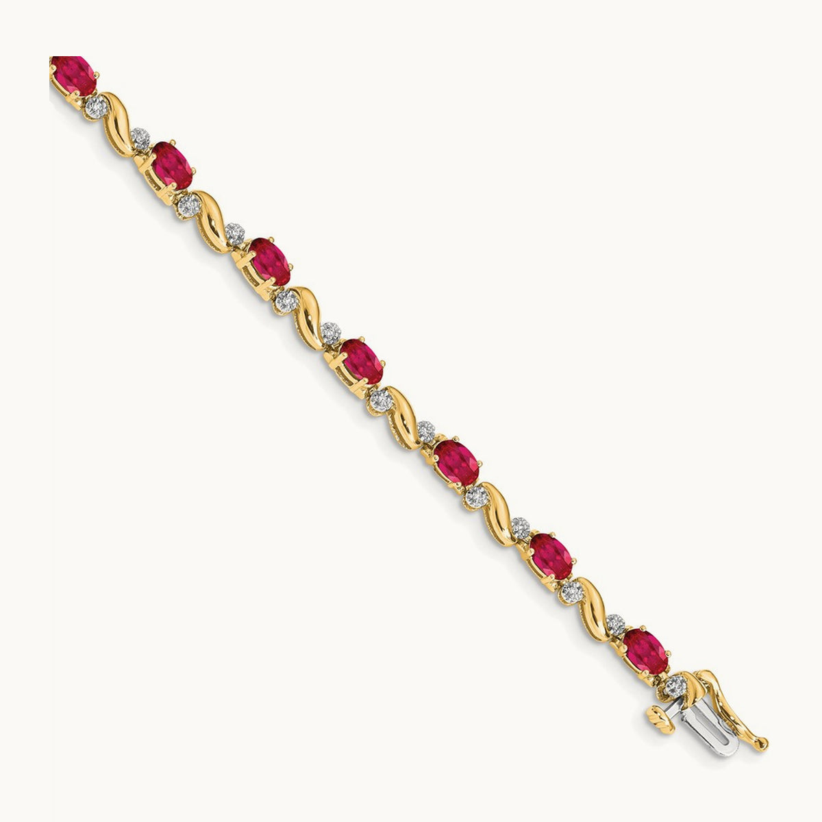 Diamond and Ruby Bracelet — 14K Yellow Gold