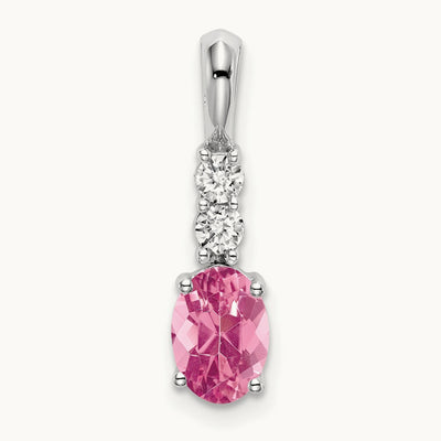 Oval Tourmaline and Diamond Pendant — 14K White Gold