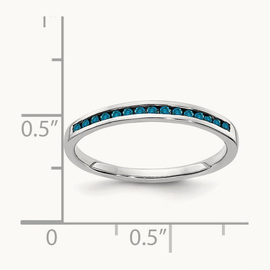 Blue Diamond Channel Band, 14K White Gold