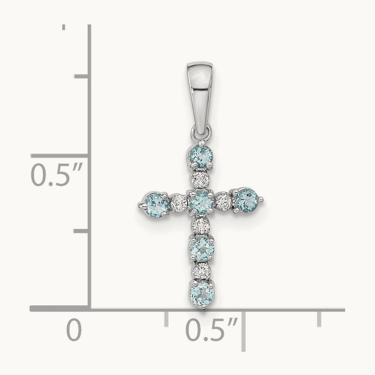 Aquamarine and Diamond Cross Pendant, 14K White Gold