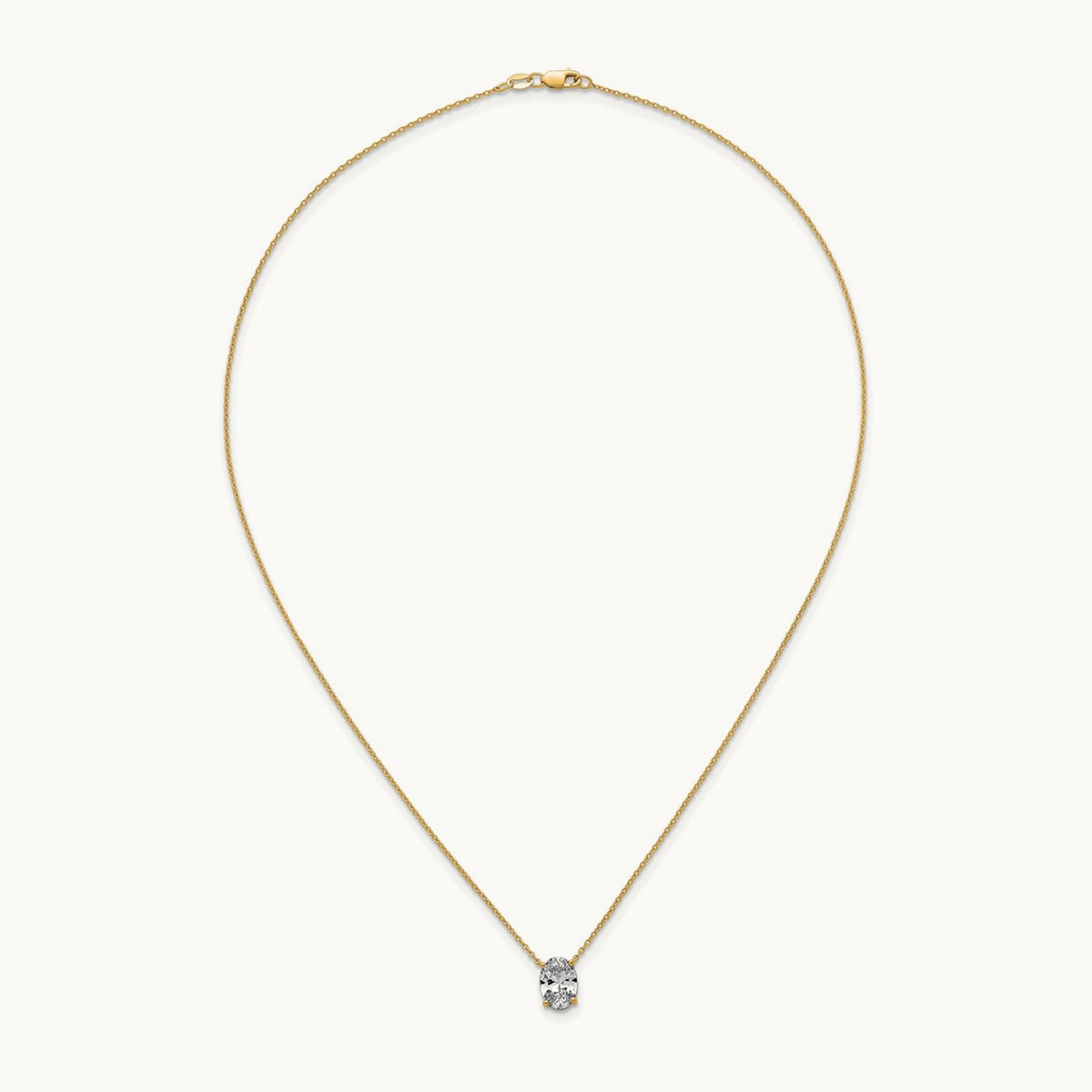 Oval Pendant Necklace, 0.25-4.00 ct tw Lab-Grown Diamond — 2 ct, 14K Yellow Gold