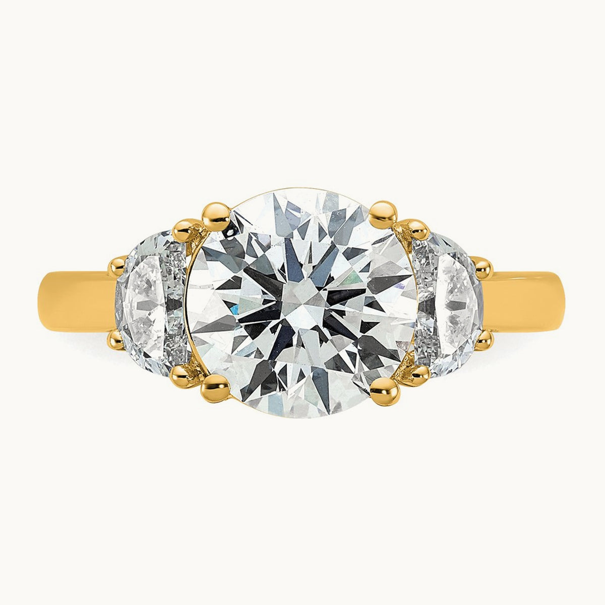 Round 3 Stone Engagement Ring, 1.25-4.00 ct tw Lab-Grown Diamond — 3 1/8 ct, 14K Yellow Gold