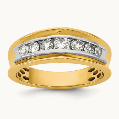 14ktt IB Goodman Mens Polished Complete 7-Stone 5/8ct Diamond Ring