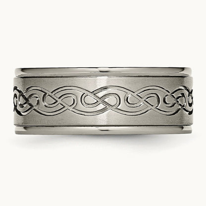 Brushed Center Scroll Design Band — photo set