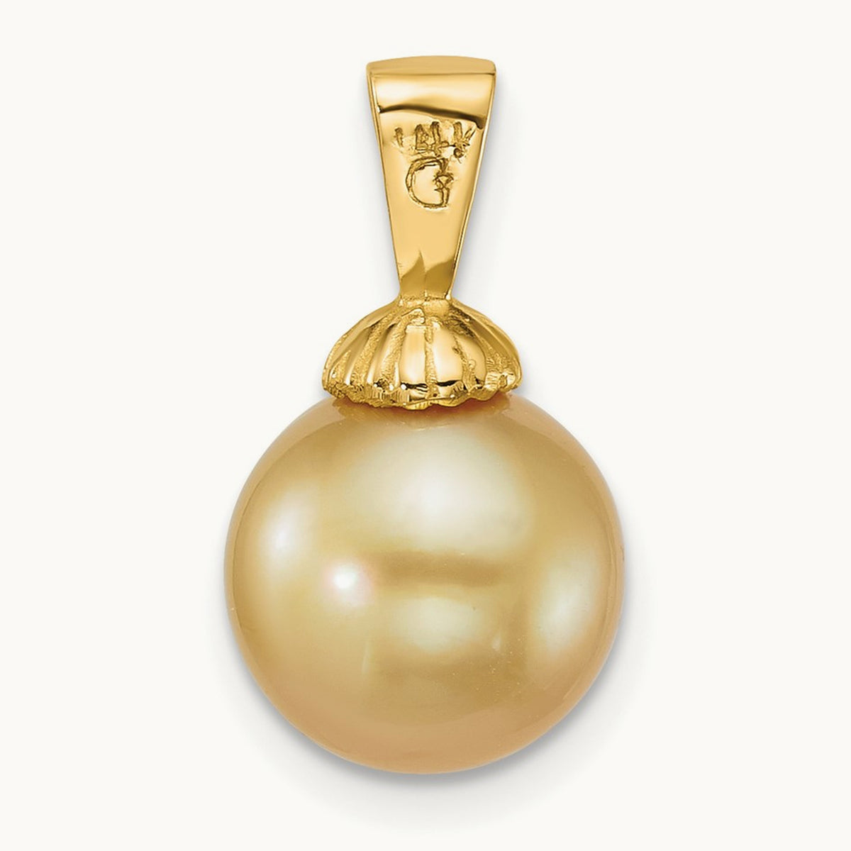 10- Rnd Golden South Sea Saltwater Cultured Pearl Pendant, 11mm, 14K