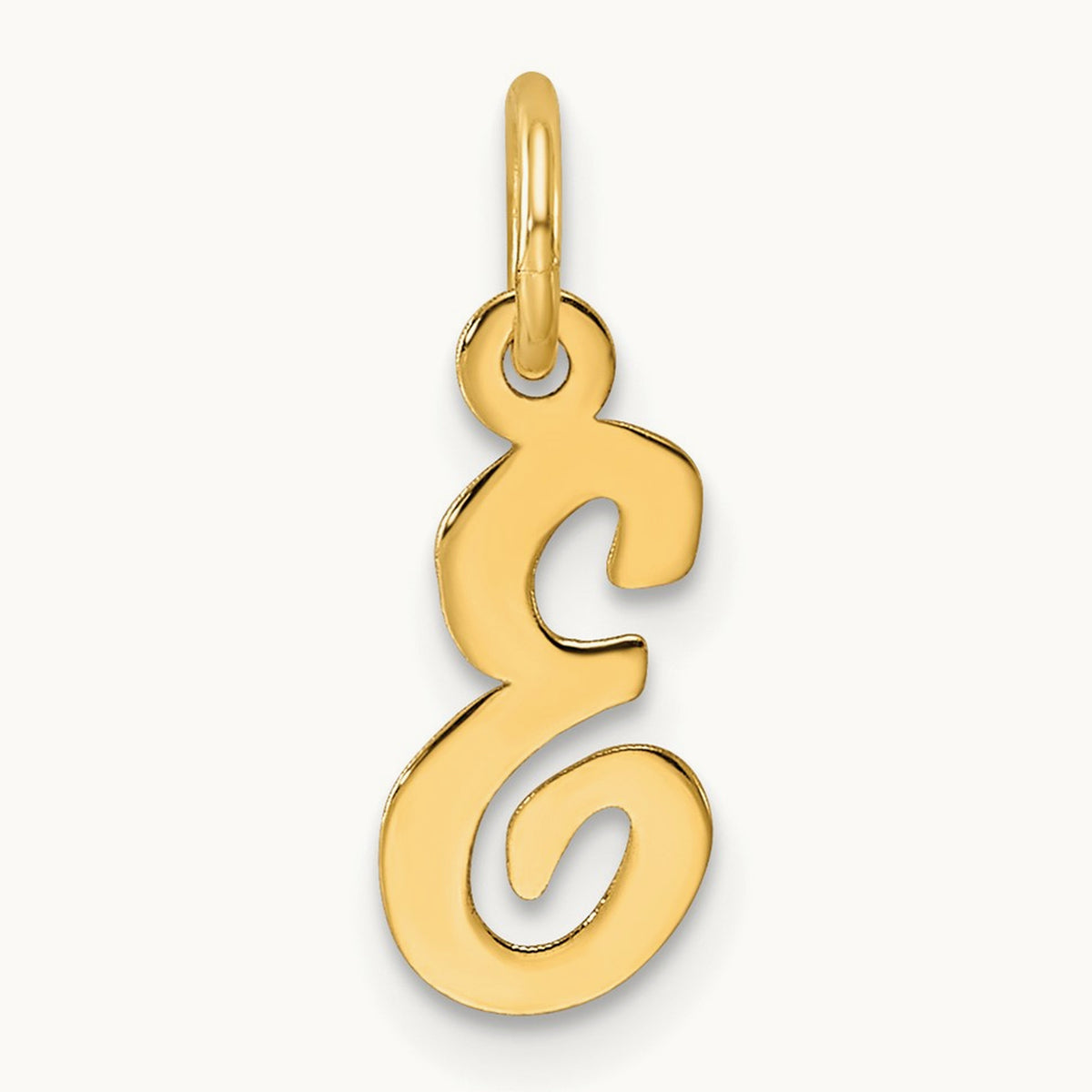 Small Script Letter E Initial Charm, 14K