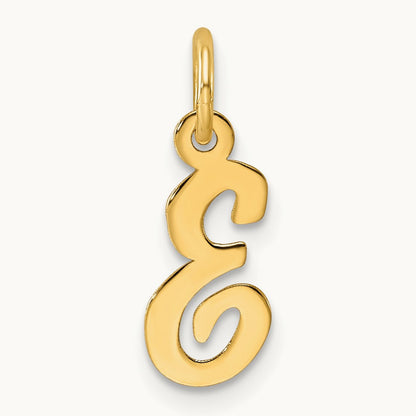 Small Script Letter E Initial Charm, 14K