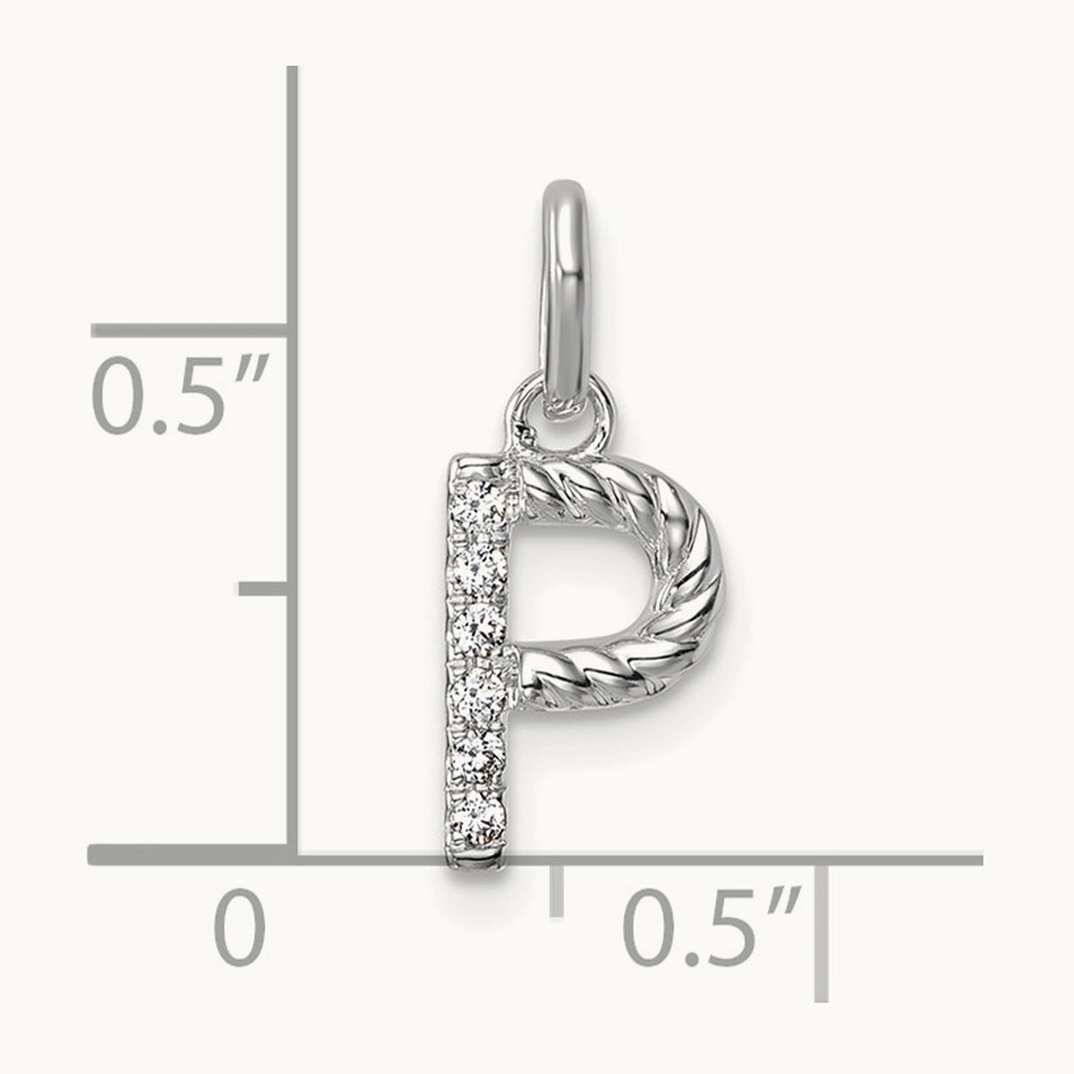 Twisted Diamond Charm — 14K White Gold, P