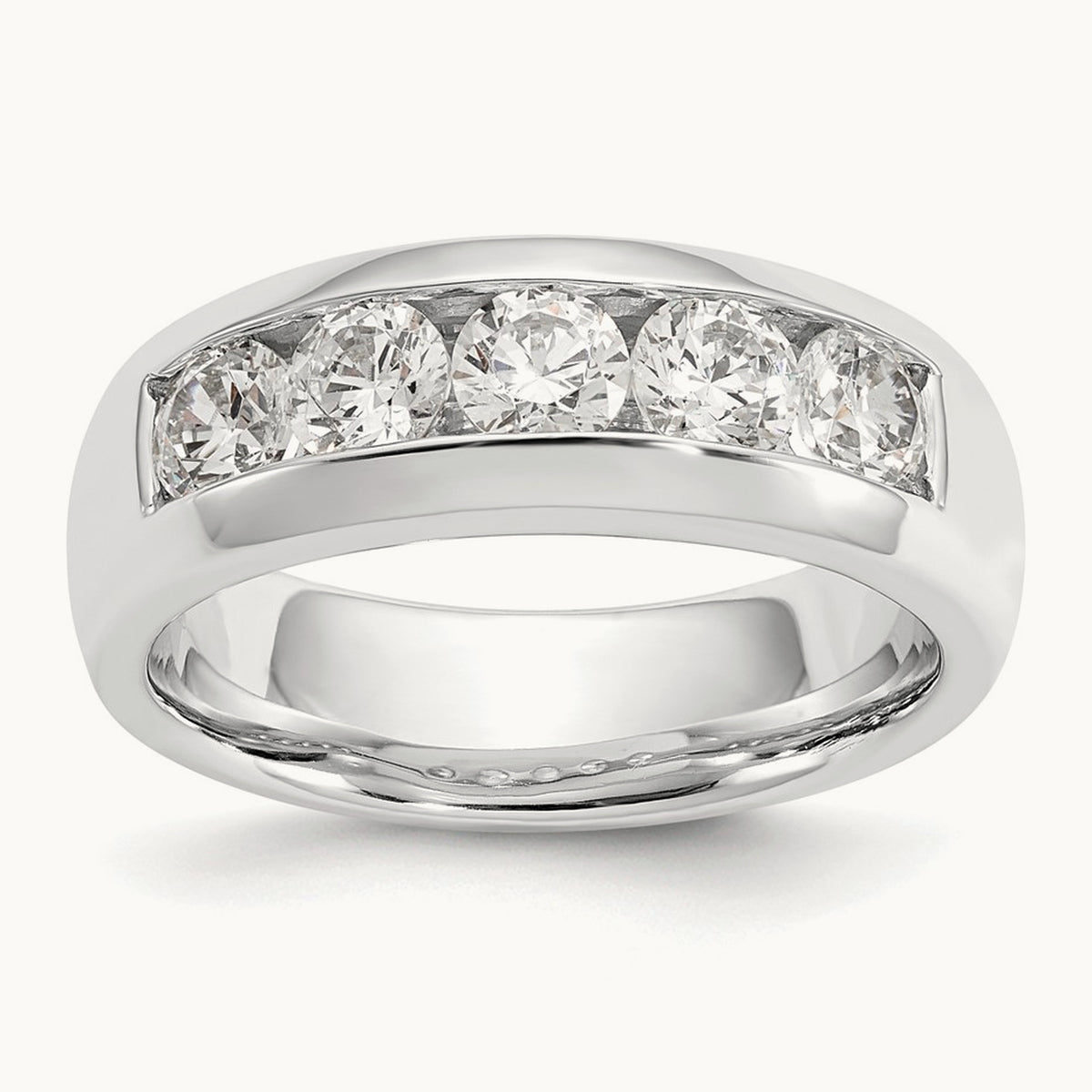 5-Stone Diamond Channel Band, 14K White Gold