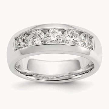 5-Stone Diamond Channel Band, 14K White Gold