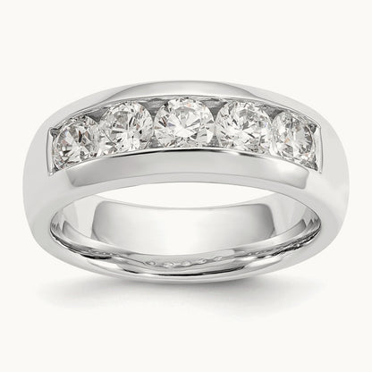 5-Stone Diamond Channel Band, 14K White Gold
