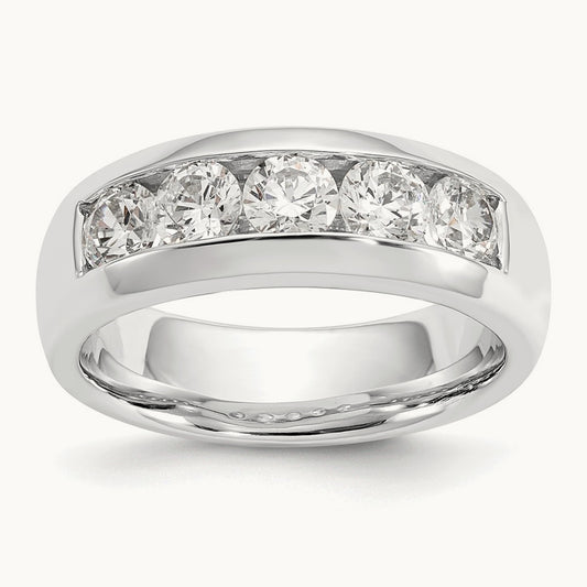 5-Stone Diamond Channel Band, 14K White Gold