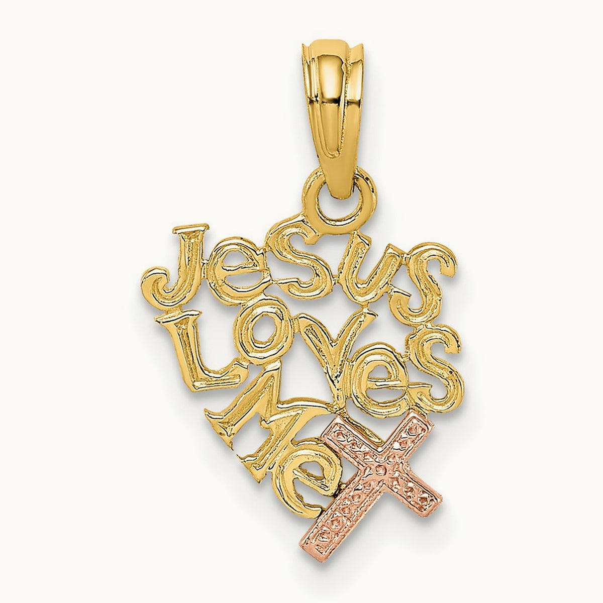 JESUS LOVES ME Charm, 14K Two-tone