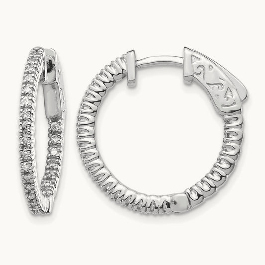 Safety Clasp in/Out Hoop Earrings, 0.50 ct tw Lab-Grown Diamond