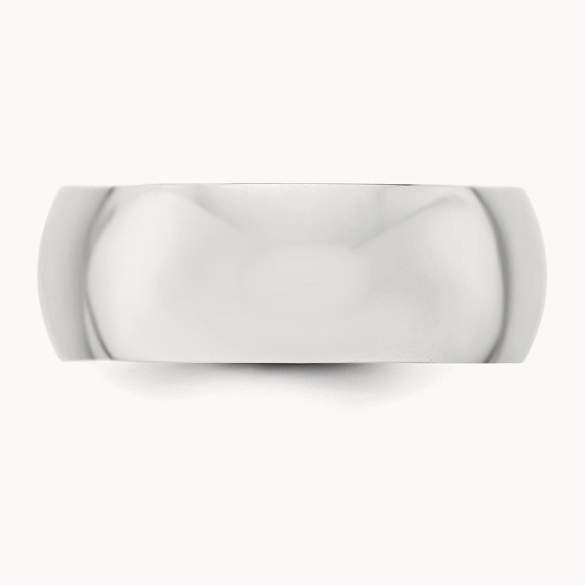Half Round Band, 8mm, 10K White Gold