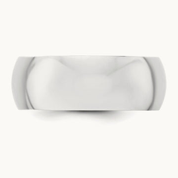 Half Round Band, 8mm, 10K White Gold