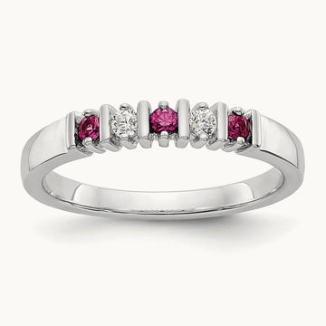 Diamond with Ruby Band — 14K White Gold, 0.08 ct, 7