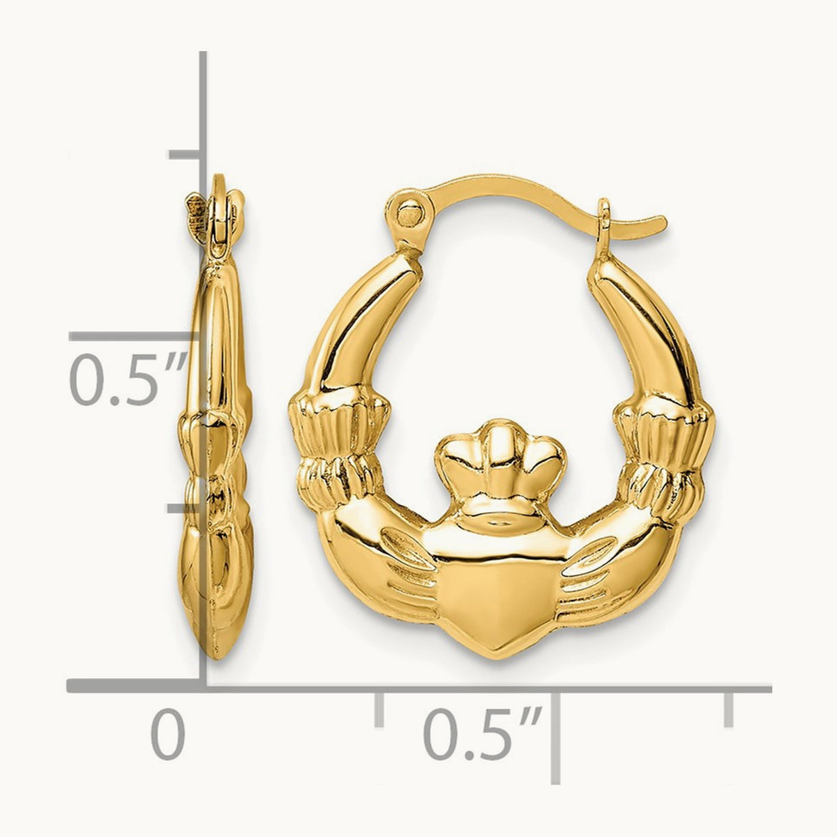 Claddagh Hoop Earrings, 14K