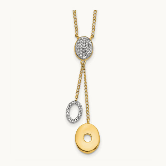 Diamond Circles 18 inch Dangle Necklace, 14K