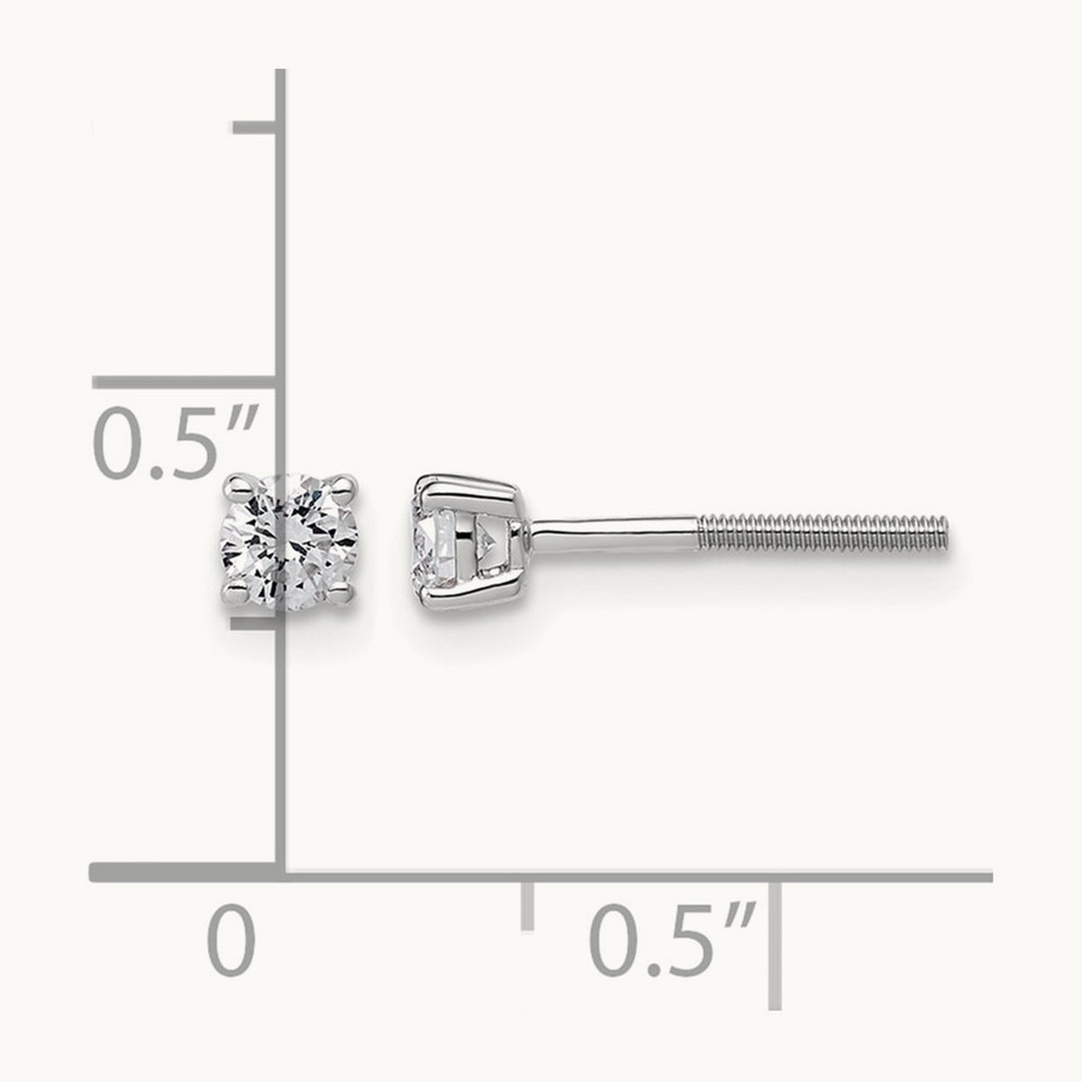 Lightweight Screwback Earrings, 0.25-4.00 ct tw Lab-Grown Diamond — 1/3 ct, 14K White Gold