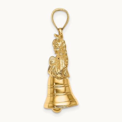 3-D w/ Moveable Angel Charm, 14K