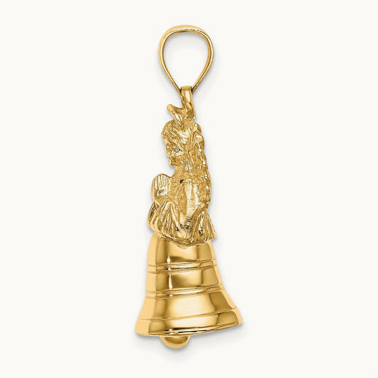 3-D w/ Moveable Angel Charm, 14K