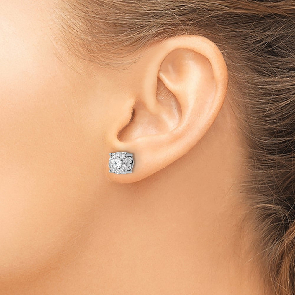 Round Halo Post Earrings, 1.00-2.00 ct tw Lab-Grown Diamond — 2 ct (2)