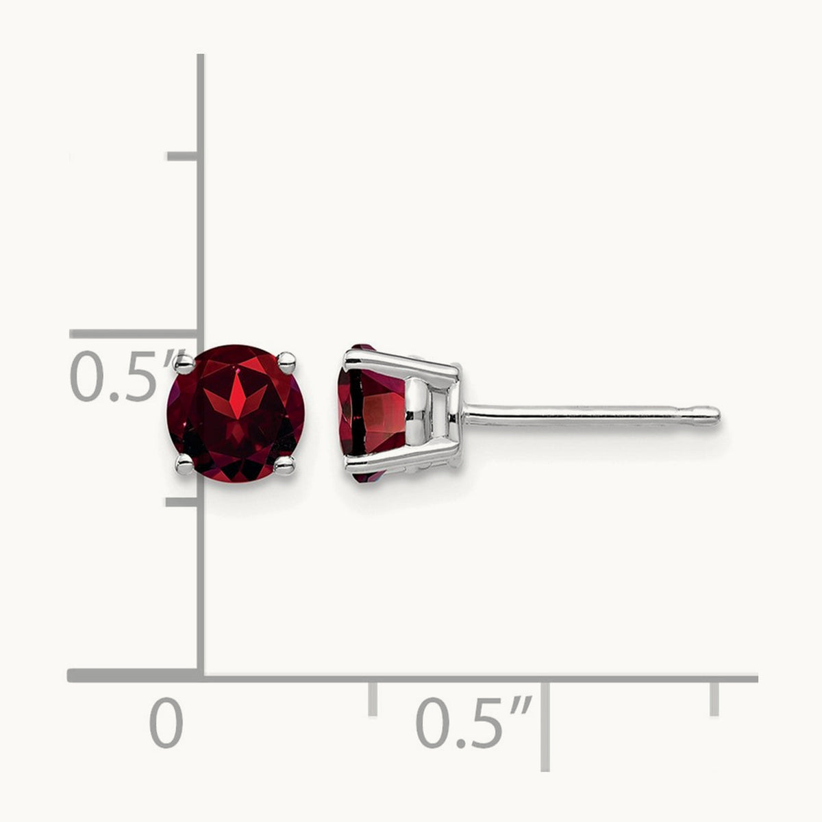 Garnet Earrings, 5mm, 14K White Gold