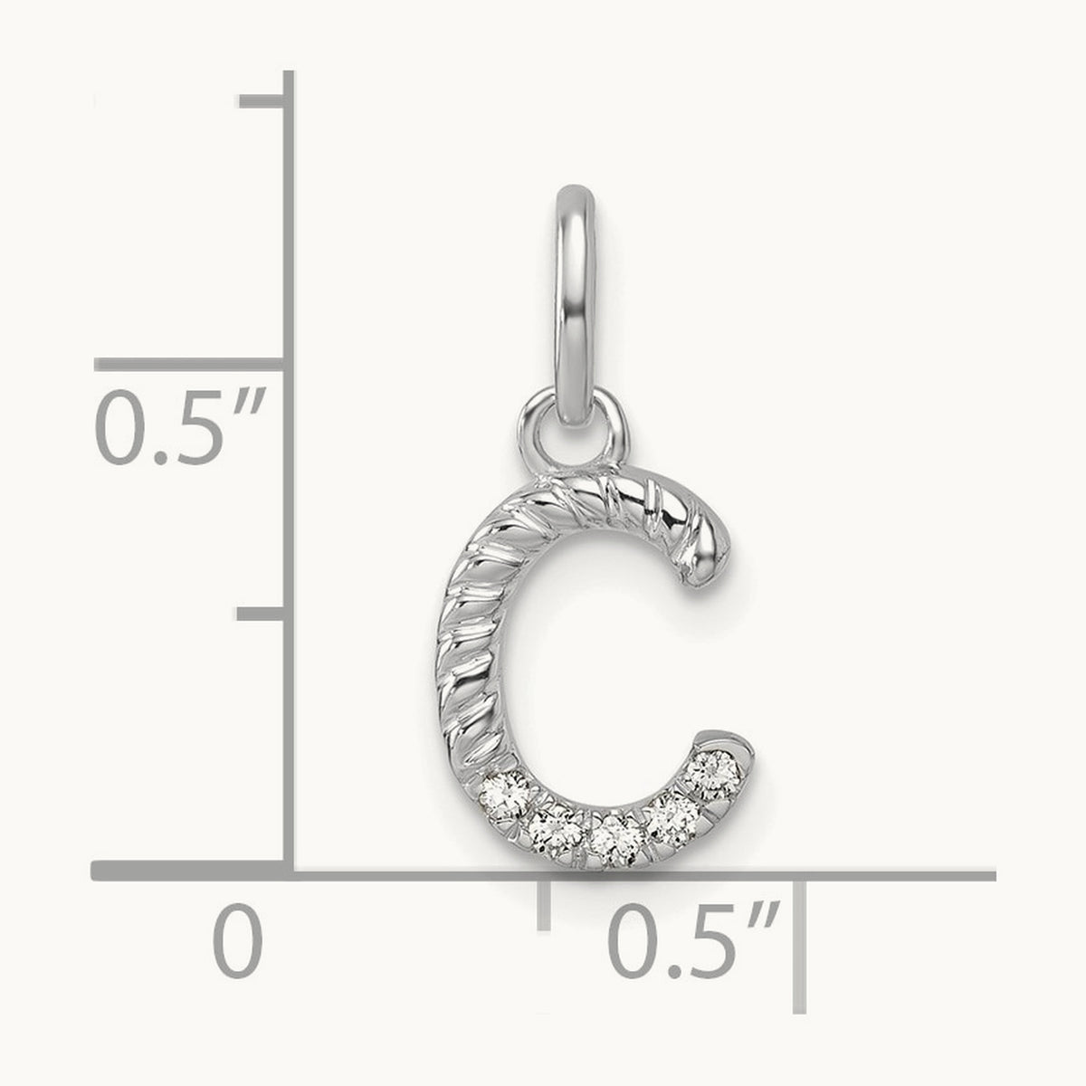 Twisted with Diamond Charm — 14K White Gold, C
