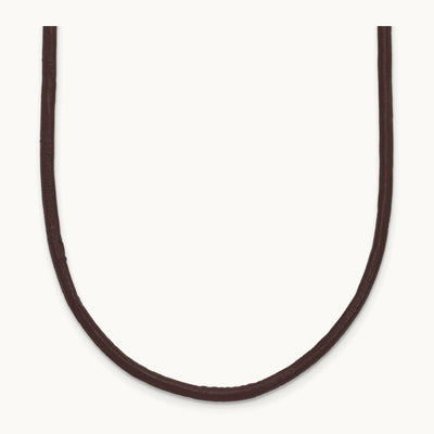 16in Brown Leather Cord Necklace, 2mm, 14K