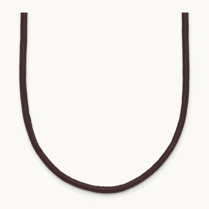 16in Brown Leather Cord Necklace, 2mm, 14K
