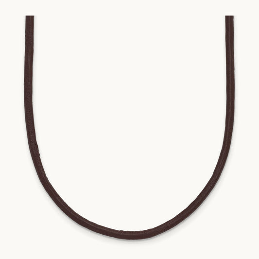 16in Brown Leather Cord Necklace, 2mm, 14K