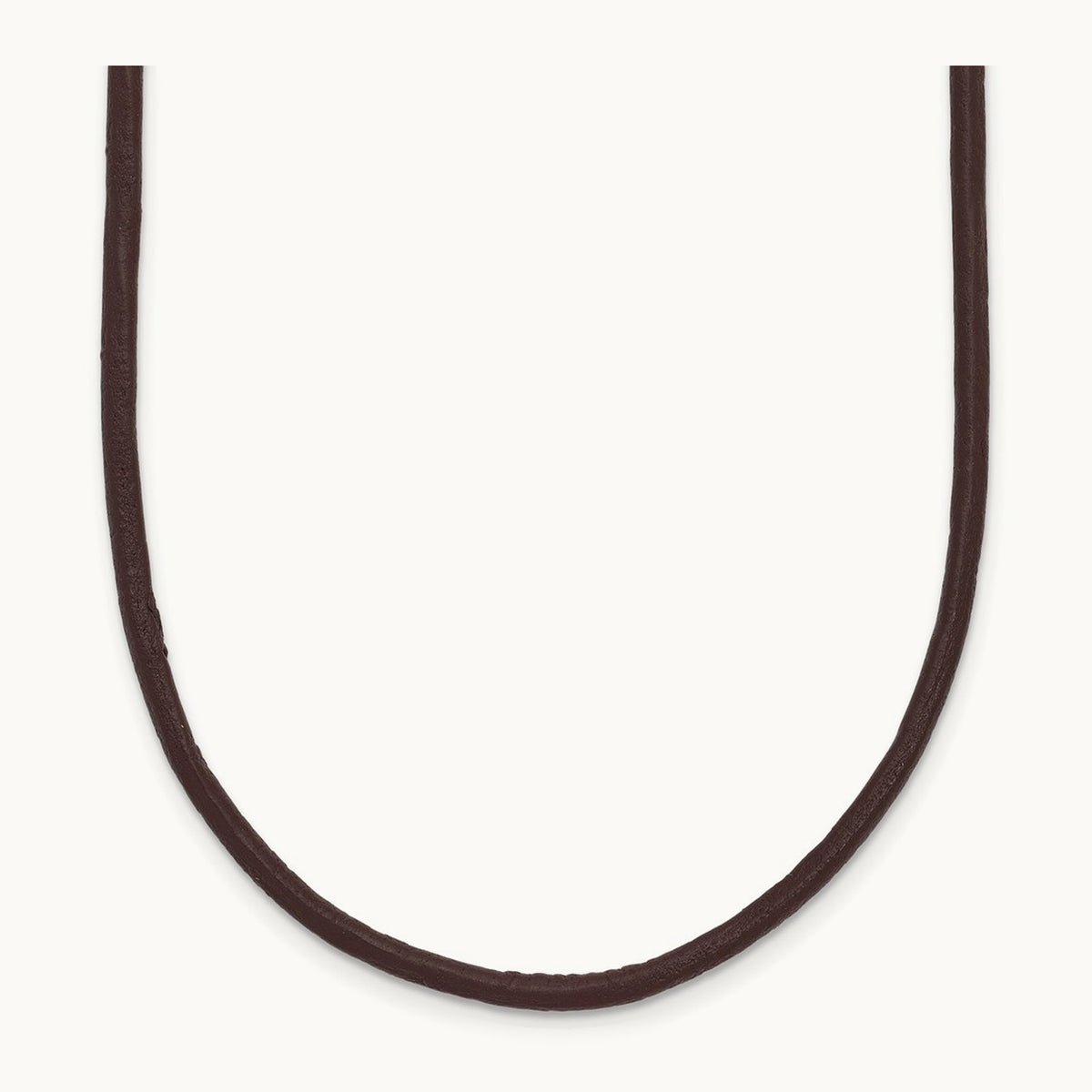 16in Brown Leather Cord Necklace, 2mm, 14K