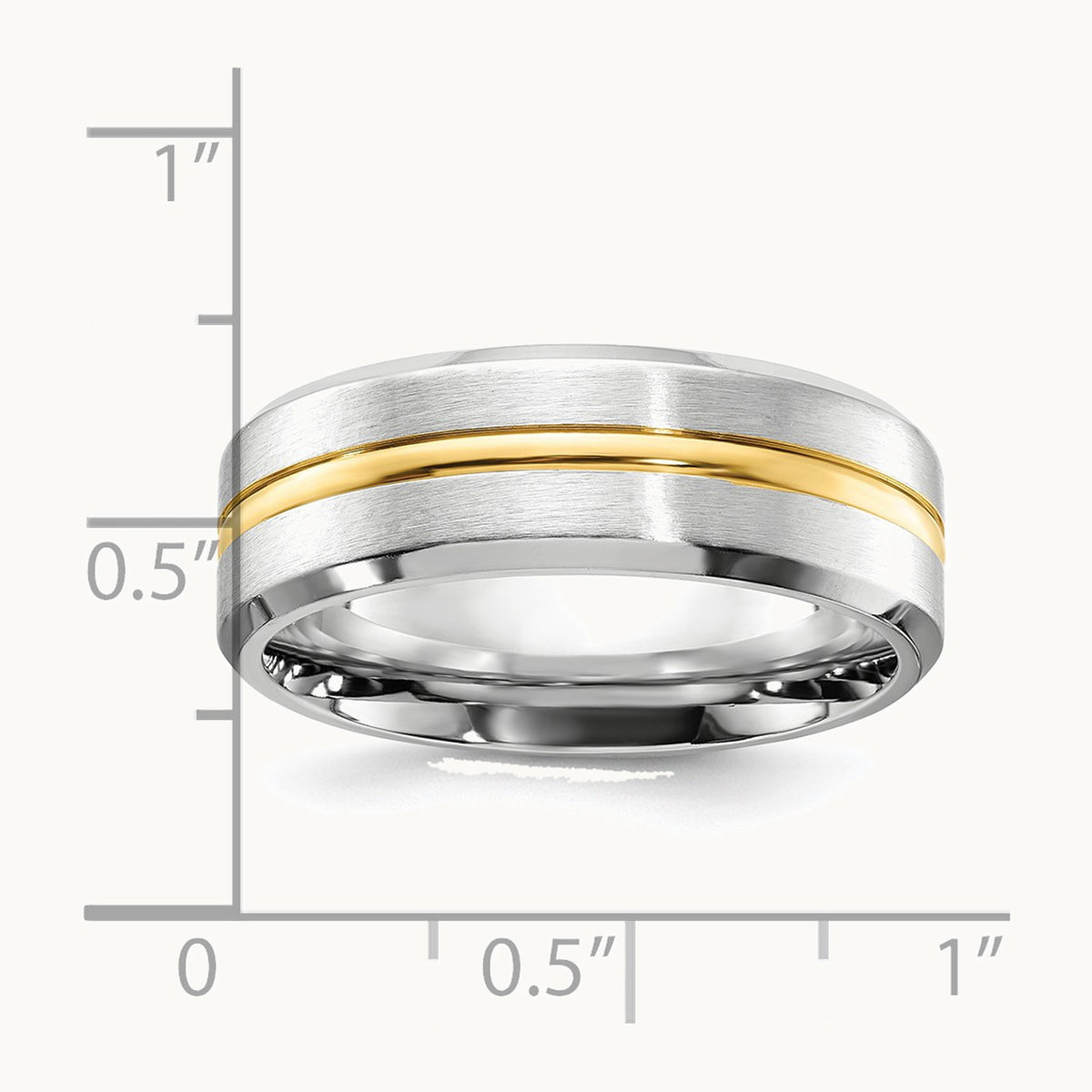 Chisel Cobalt Brushed and Polished with Yellow IP-plated Center Beveled Edge 8mm Band