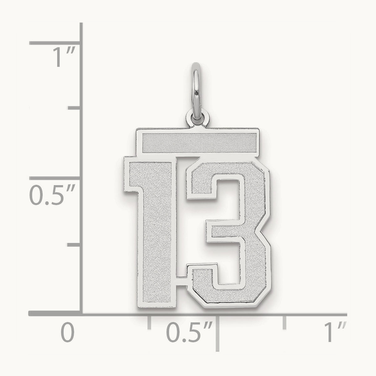 Medium Satin Number 13 Charm — 14K White Gold