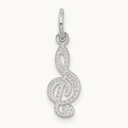 Treble Clef Charm — 14K White Gold