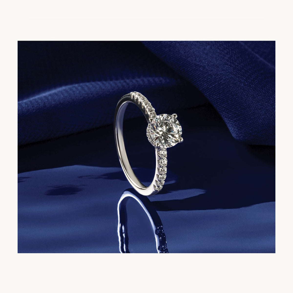Round Engagement Ring, 1.25-2.75 ct tw Lab-Grown Diamond — 1 3/4 ct, 14K White Gold