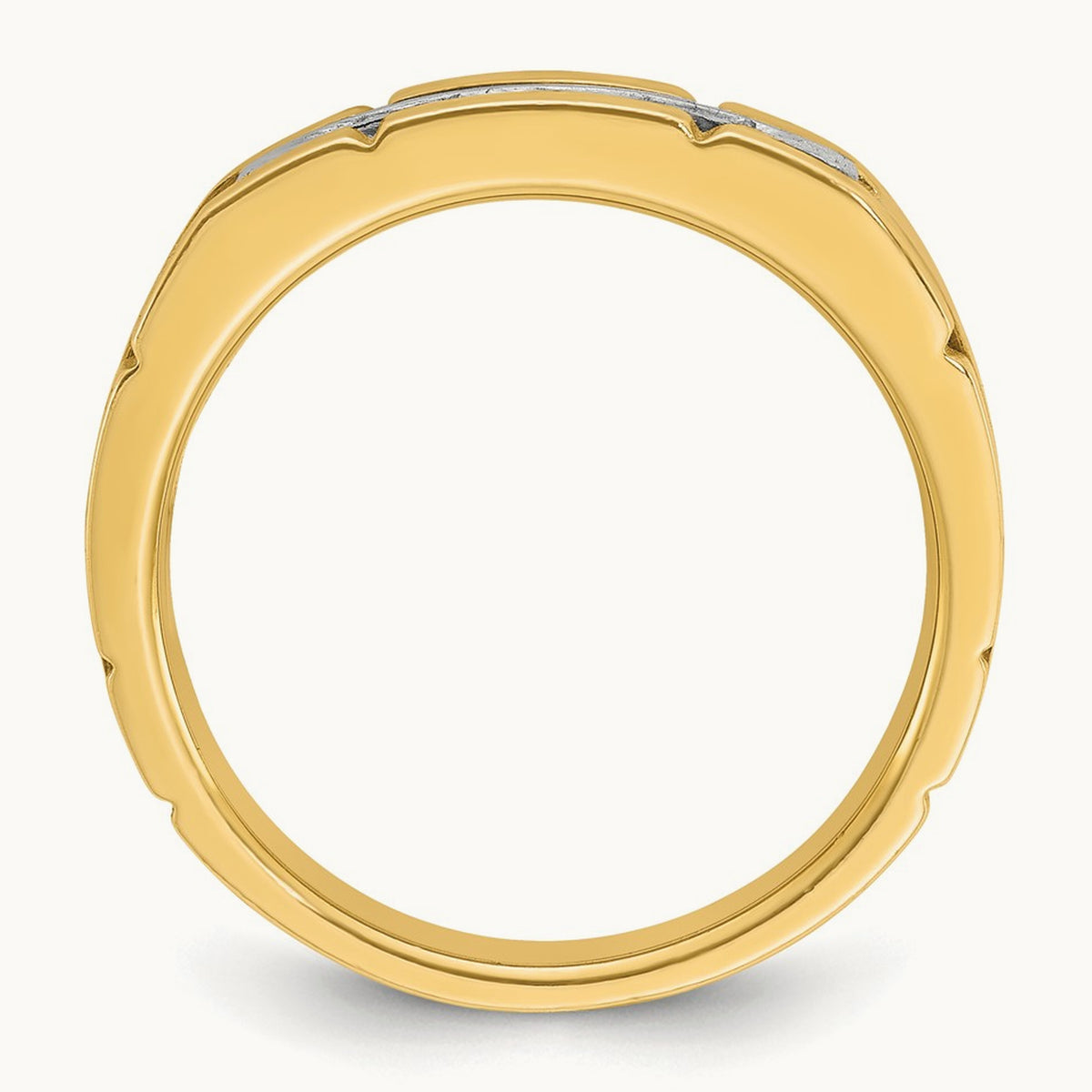 14ktt IBGoodman Men's Polished & Grooved 5-Stone Diamond Ring