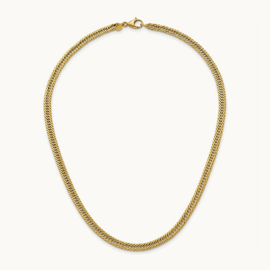 Polished 17in Fancy Hollow Link Necklace, 14K