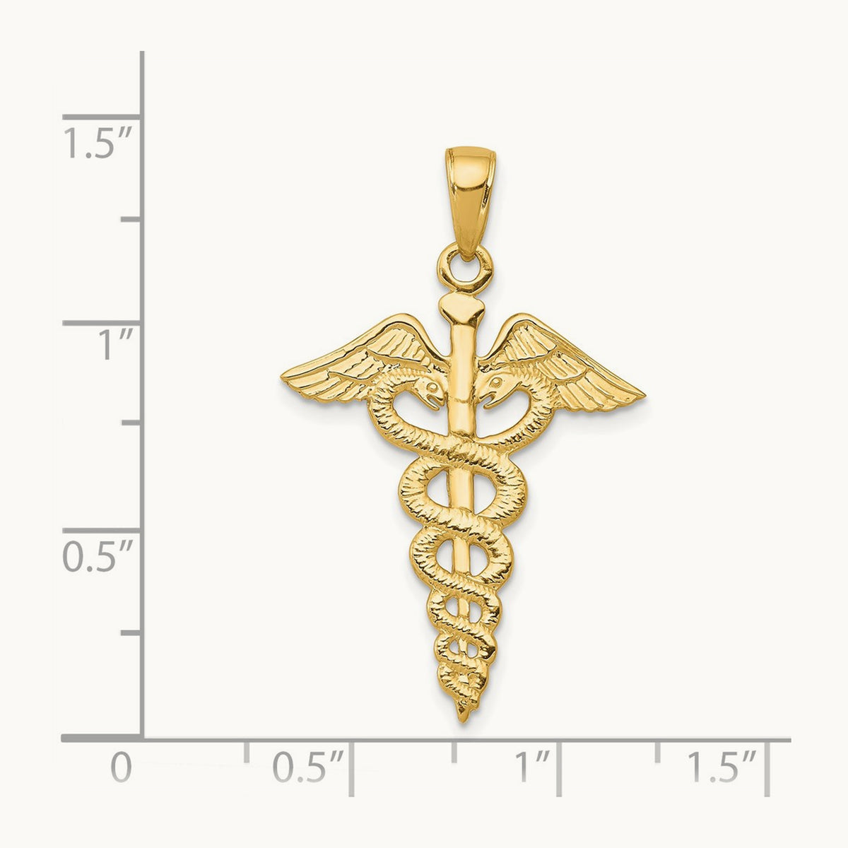 Caduceus Pendant — 14K Yellow Gold